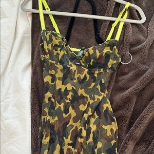 SKIMS Camouflage Dress with Bright Yellow Accents